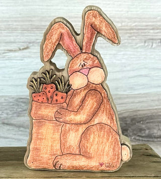 Small Chunky Whimsy Wabbits Gathering  Carrots Doodle Sitter (sold separately)