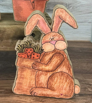 Large Chunky Whimsy Wabbits Gathering  Carrots Doodle Sitter (sold separately)