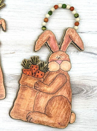 Large Hanging Whimsy Gathering Wabbits Doodle with Beads (sold separately)