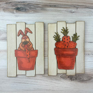 Medium Whimsy Wabbit and Potted Carrots Doodle Plank Sign (sold separately)