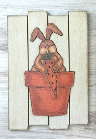 Medium Whimsy Wabbit and Potted Carrots Doodle Plank Sign (sold separately)