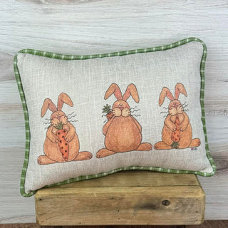 Small Whimsy Wabbits Trio Doodle  Pillow
