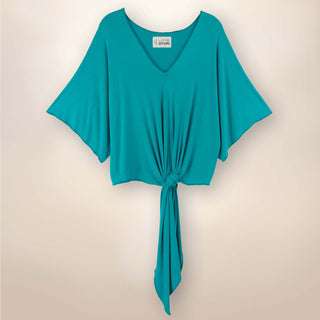 SS2005G Paige - Tie Front Kimono - Turquoise