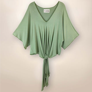 SS2005I Paige - Tie Front Kimono - Cactus Green