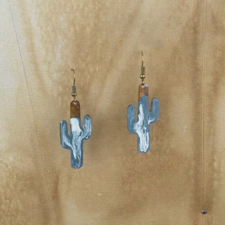 SS20130D Small Cactus Earrings - Agua Swirl
