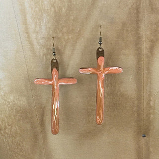 SS20136B Cross Earrings - Adobe Swirl