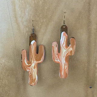 SS20139B Large Cactus Earrings - Adobe Swirl