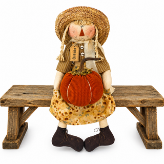Cornelia the Scarecrow with Pumpkin 21" | Primitive Fall Decor