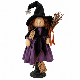 Frankie the Whimsy Witch on Large Spindle | 20" Primitive Halloween Shelf Sitter