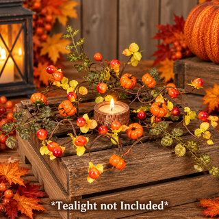 Bittersweet with Pumpkins Small Candle Ring