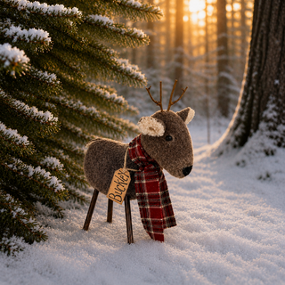 Buckley the White Tailed Deer | 9.5" Primitive Christmas Deer Decor