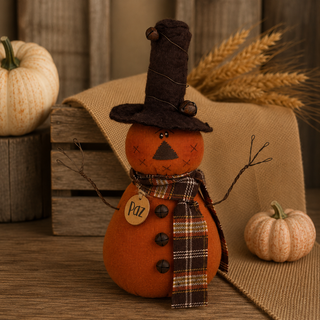 Paz the Jingle Bell Jack-O-Lantern | 10" Primitive Fall Jack-O-Lantern Shelf Sitter