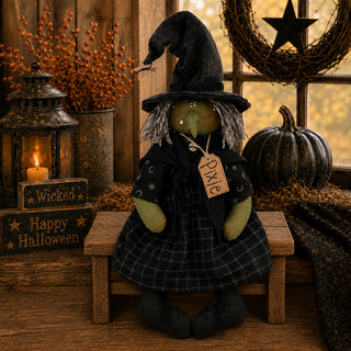 Pixie the Whimsy Witch | 17" Primitive Halloween Shelf Sitter