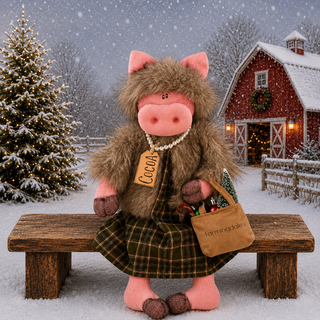 Cocoa the Farmingdale Piggy 18" Primitive Christmas Decor