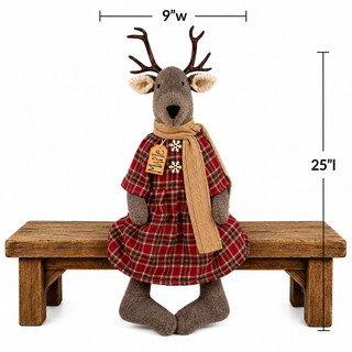Maple the White Tailed Deer | 25" Primitive Christmas Deer Decor