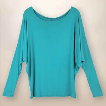 Jaidyn - Long Sleeve Shirt with Dolman Sleeves - Turquoise