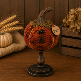 Pookie Pumpkin Mini Spindle 6.5" | Primitive Fall Decor