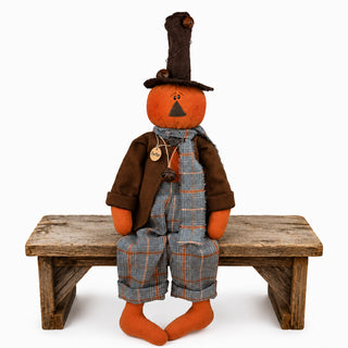 Porter the Jingle Bell Jack-O-Lantern | 25" Primitive Fall Jack-O-Lantern Shelf Sitter