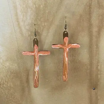 Cross Earrings - Adobe Swirl