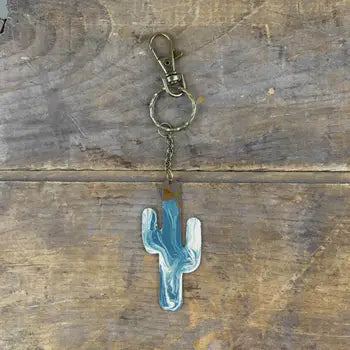 Cactus Keychain with Clip - Agua Swirl