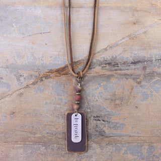 E19916 Be Present Coffee Necklace w/Dark Beads