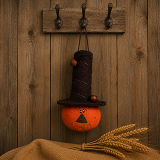 Jingle Bell Jack-O-Lantern Ornament 5" | Primitive Fall Decor