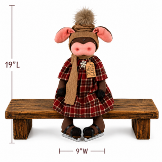 Merry Moo the Ice Skating Cow 19" Primitive Christmas Decor