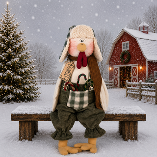 Eggnog the Candy Cane Rooster 19" Primitive Christmas Decor