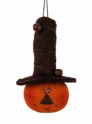 Jingle Bell Jack-O-Lantern Ornament 5" | Primitive Fall Decor