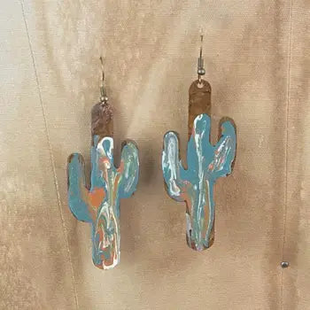 Large Cactus Earrings - Desert Swirl