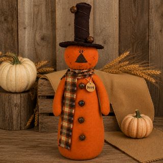 Perry the Jingle Bell Jack-O-Lantern | 18.5" Primitive Fall Jack-O-Lantern Shelf Sitter