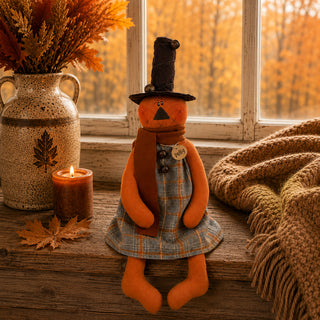 Polly the Jingle Bell Jack-O-Lantern 18" | Primitive Fall Decor