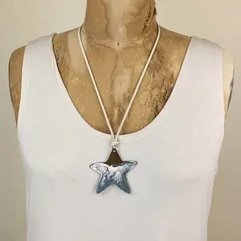 Wide Star Necklace - Agua Swirl