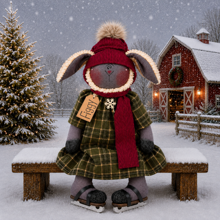 Figgy the Ice Skating Sheep 20" Primitive Christmas Decor