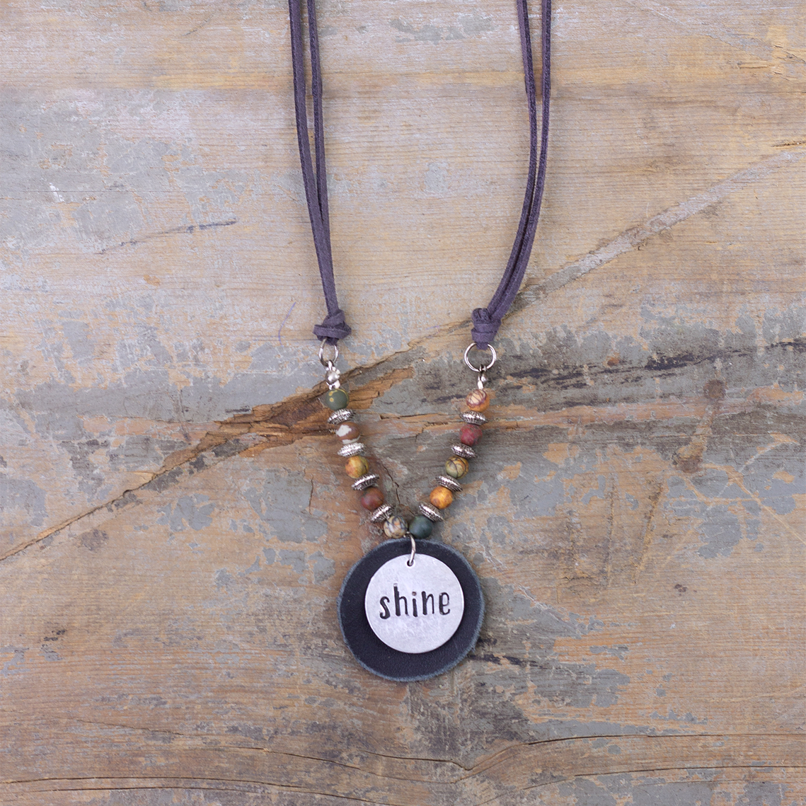 Shine Grey Necklace w/Dark Beads