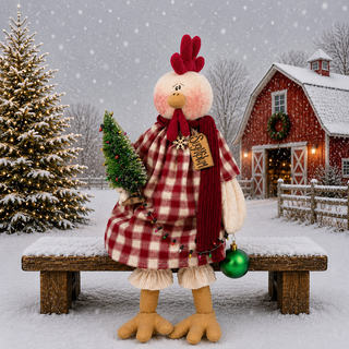 Sugarplum the Tree Trimming Hen 20" Primitive Christmas Decor