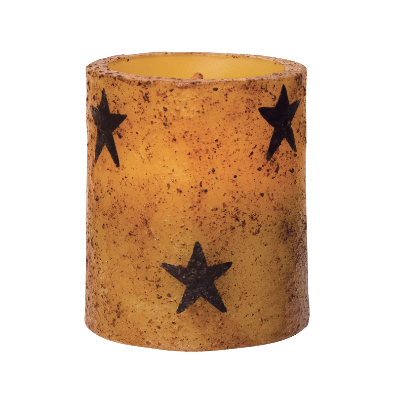 Burnt Mustard Battery Timer Pillar w/Stars