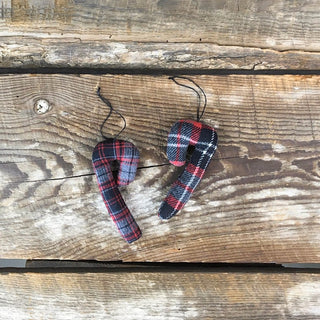 Mini Plaid Candy Cane Ornament Set (2A)