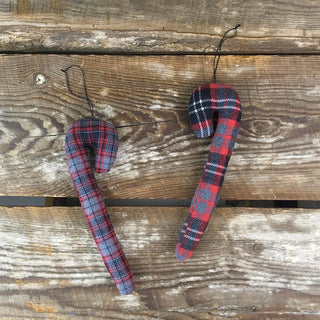 Small Plaid Candy Cane Ornament Set (2A)