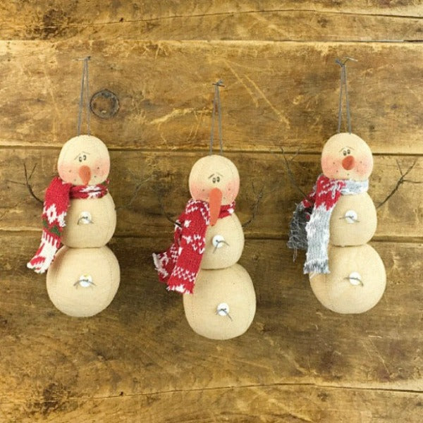 Snowman Body Ornament with Knitted Scarf Set (3A)