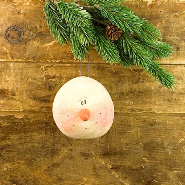Large Tea-Dyed Snowman Head Ornament