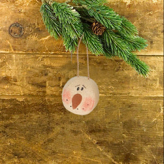 Tiny Tea-Dyed Snowman Head Ornament