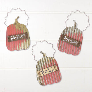 Large Salvage Fall Tall Pumpkin Ornament Set (3A)
