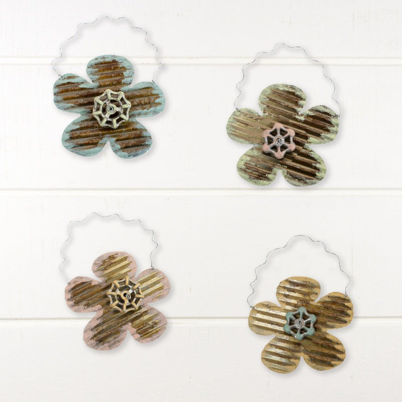 Salvage Daisy with Faucet Knob Ornament Set (4A)